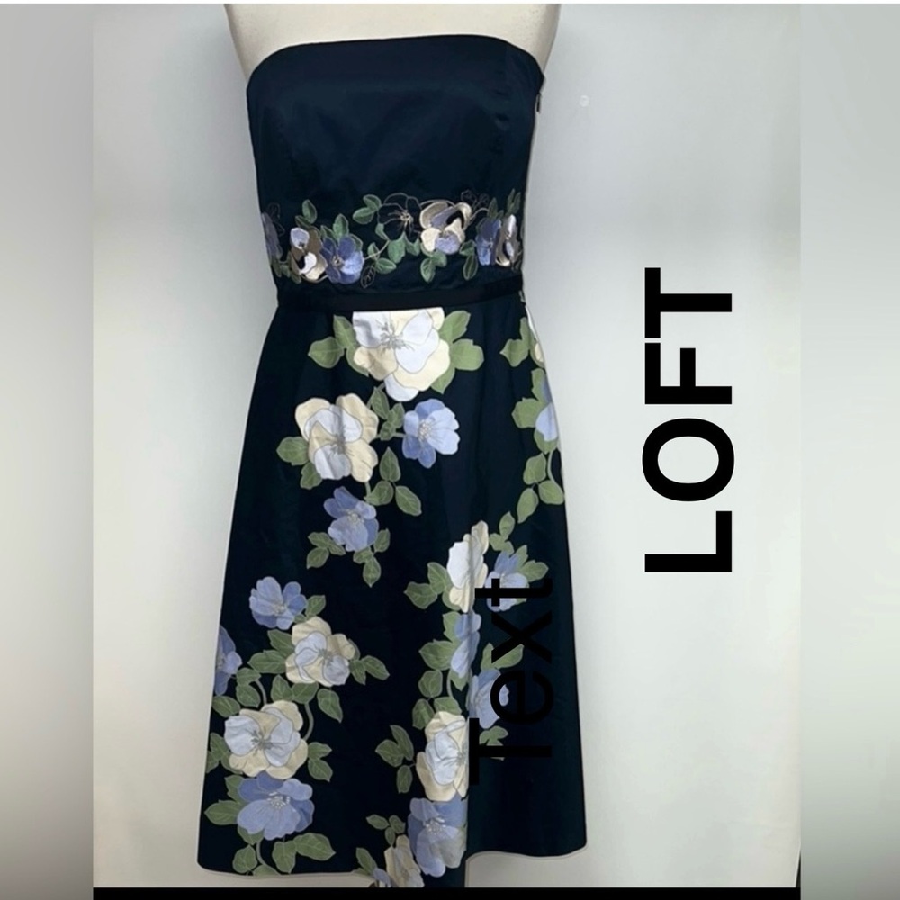 LOFT Strapless Dress with Floral Design